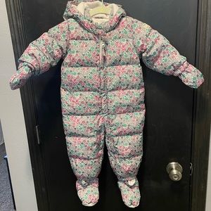 Gap floral snowsuit with matching mittens and booties size 12-18 months